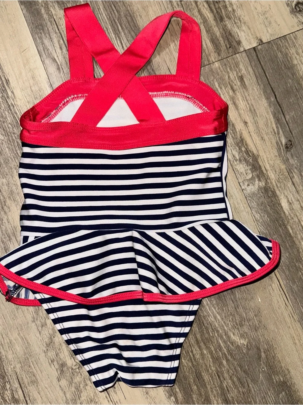 Cat & Jack Navy and Pink Striped Girls' One-Piece Swimsuit